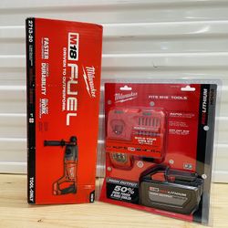 Milwaukee m18 fuel 1” Sds plus d handle rotary hammer with 12ah battery and rapid charger 