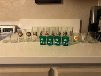 Glass and plastic shot glasses various