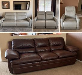 Brown leather sofa