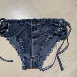 Womens Denim Shorts Low Rise Bikini Beach Thong Cut Off Jeans Size M