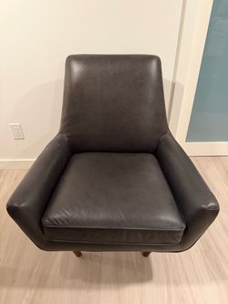 Mid-Century Modern Genuine Leather Lounge Chair | West Elm - $450