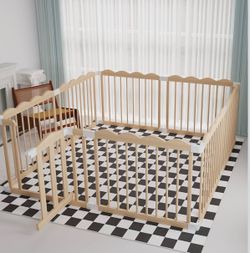 100% Brand New in box Natural Wood 65” x 50”Baby Playpen