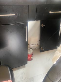Black Cabinet Unit with Silver Handles