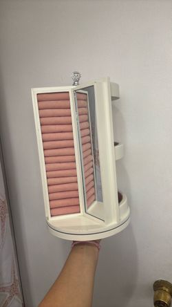 Rotating Jewelry Organizer Tower with Mirror
