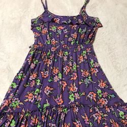 Size M — Purple With Orange/Green Floral Sundress