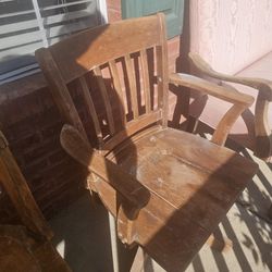 Antique Wooden Bankers Chairs