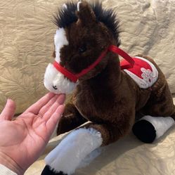 Toys R Us Brown Horse with Red &amp; White Saddle 2013 Plush Stuffed Animal 22” Toy 