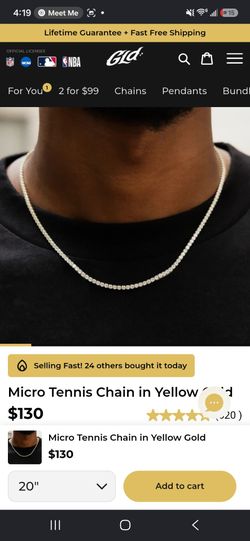 Gld 20" Micro Tennis Cubic Zirconia Necklace (2.5mm) in Yellow Gold - 18k Gold Plated