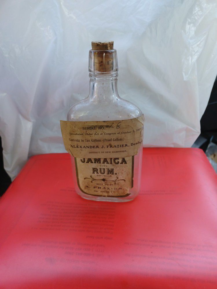 Old Jamaica Rum Bottle By A. Frazier Portsmouth N.h.