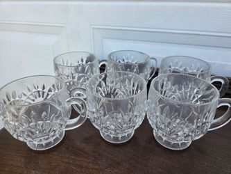 Set of 6 Crystal Cut Glass Punch Cups