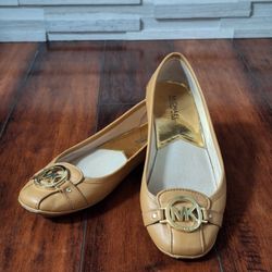 Michael Kors Fulton Ballet Flats Leather Camel Size 8