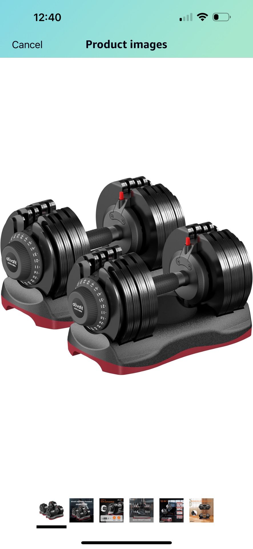 Ativafit 27.5 LBS/ 44LBS/66LBS/88LBS Adjustable Dumbbell Set with Anti-slip Handle 12 In 1 Quick Dial Adjustment Weights With Safety Locking Button Sp