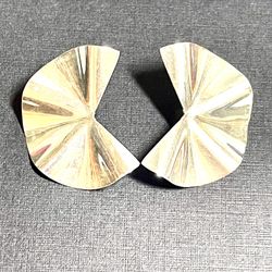 Silver Fluted Fan Earrings