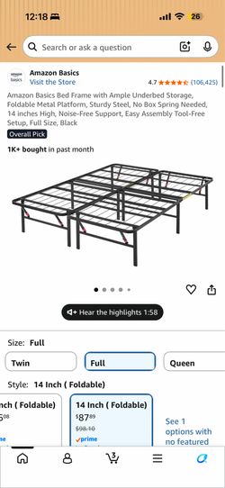 Amazon basics foldable bed frame