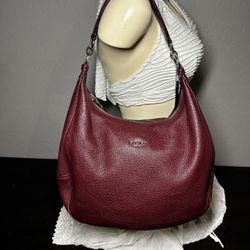 COACH Harley Hobo in Oxblood Pebble Leather Shoulder Purse
