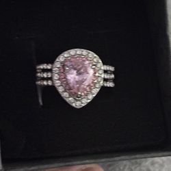 Promise Ring Pink Pear Stone Size 7