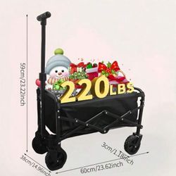 Mini Collapsible Foldable Wagon with 220lbs Weight Capacity, Folding Utility Shopping Cart