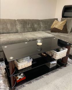 Heavy Black Glass Coffee Table  19” height New !