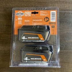 RIDGID 18V MAX Output 4.0Ah Batteries (2-Pack) - Brand New