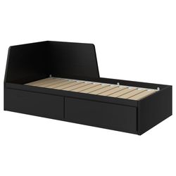 IKEA FLEKKE Twin Daybed Frame with 2 Drawers – Black/Brown