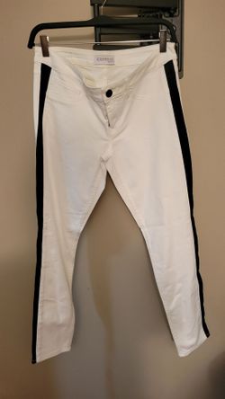 Express White Skinny Jeans with Black Side Stripes