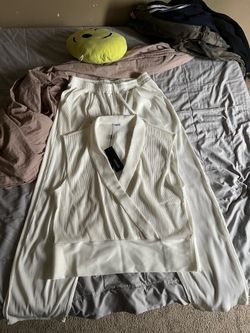 CooFandy White Ribbed Maxi with Tags Large