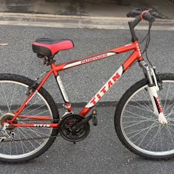 Titan Pathfinder Mens 18-Speed All Terrain Mountain Bike with Front Shock Suspension