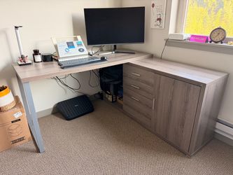 L-Shaped Corner Desk with Storage