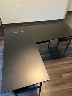 Used Black L shaped computer desk
