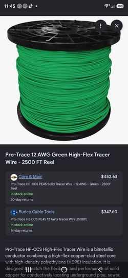 12 AWG Green Tracer Wire - Full 2500 FT Spool