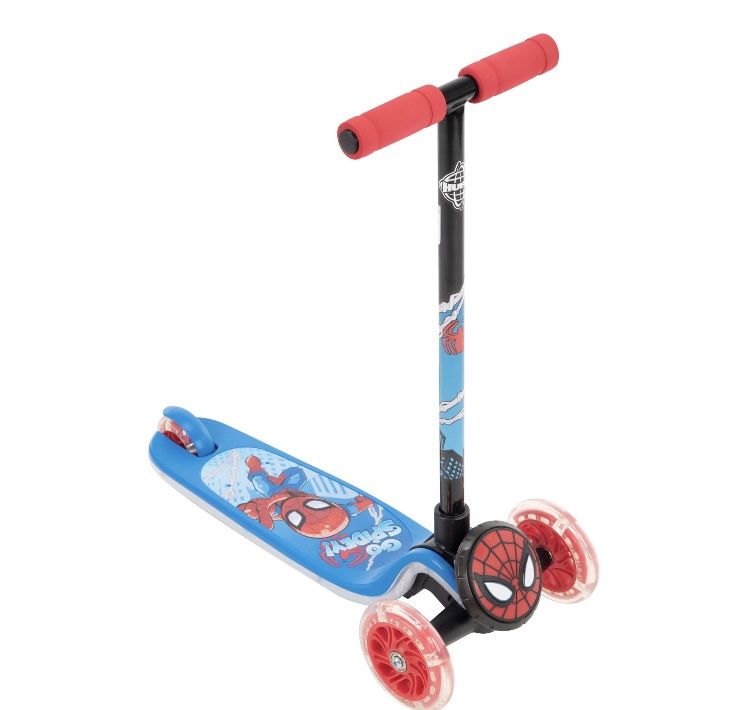 Marvel Spider-Man Lights & Sounds 3-Wheel Scooter for Boys by Huffy