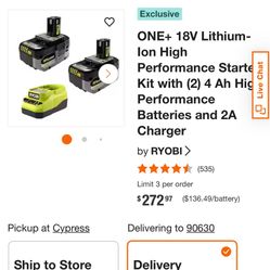 Ryobi 2 Battery Combo