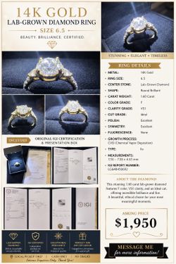 💍 14K Gold Lab-Grown Diamond Engagement Ring – Size 6.5