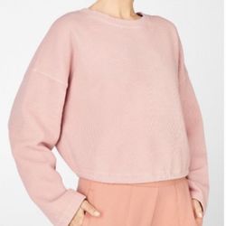 Fabletics Anna Tieback Waffle Knit Peach-Pink Cropped Sweatshirt XXS (L) NWT
