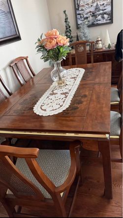 Wood Dining Table and Chairs Set