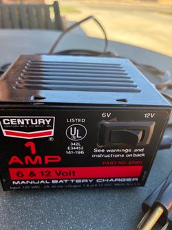 Century one amp six and 12 V manual battery charger works for AGM and standard batteries