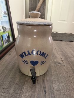 Stoneware Beverage Dispenser Crock with Lid