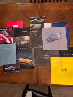 12 Car Sales Brochures Corvette Camaro Rolls Royce Delorean Porsche Pontiac GTO