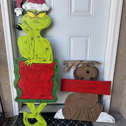Grinch Outdoor Wood Decorations
