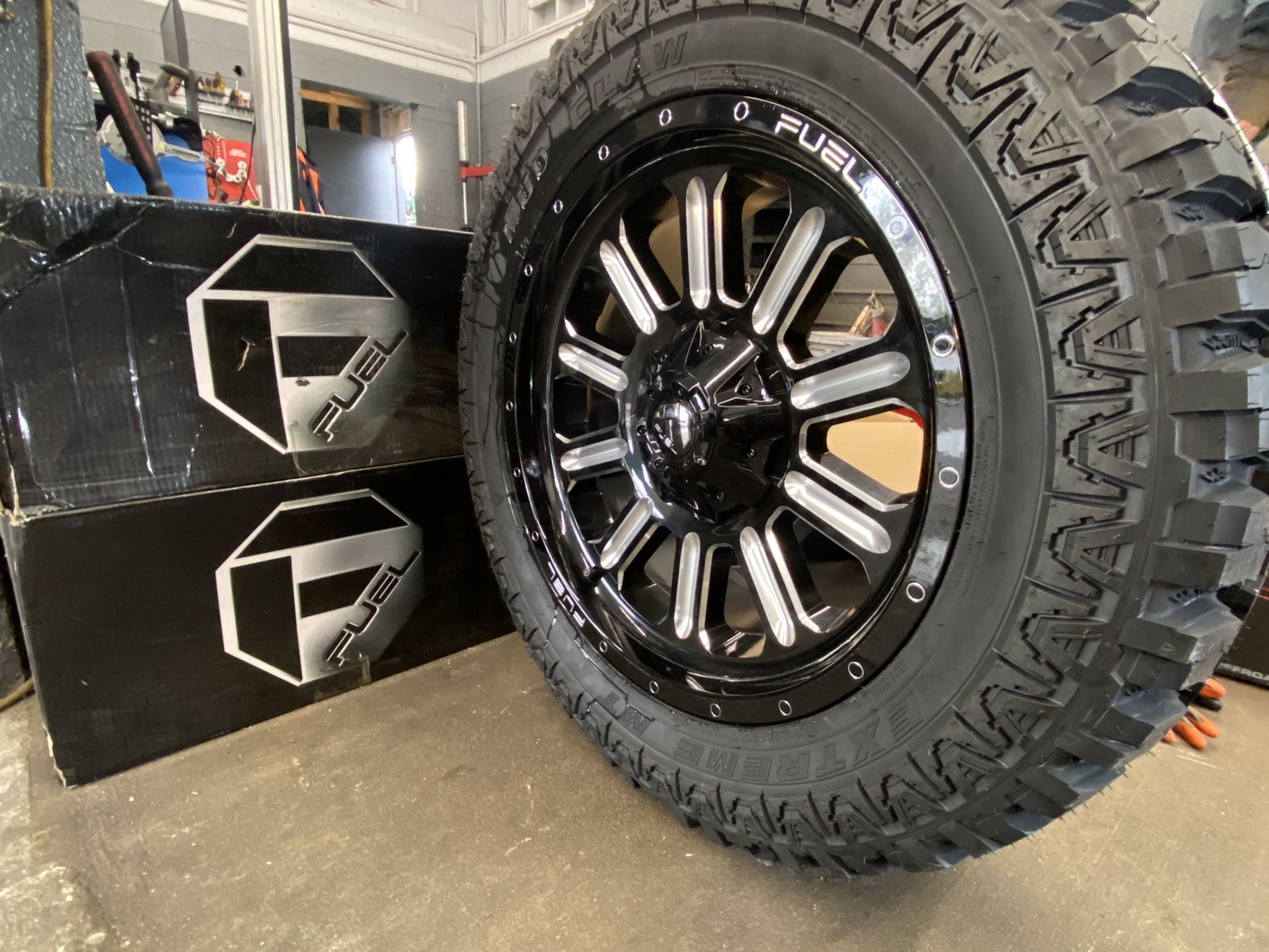 X4 brand new 33x12.50r20LT MUD terrain, mud claw extreme mounted, balanced and ready to install on the car, free alignment, 2200$ out the door.