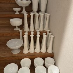 Assorted Milk Glass Vases/votives