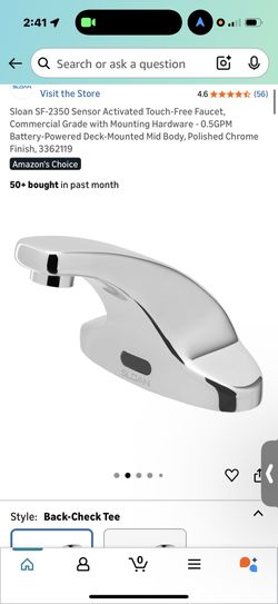 Sloan SF-2350 Sensor Activated Touch-Free Faucet, Commercial Grade with Mounting Hardware - 0.5GPM B