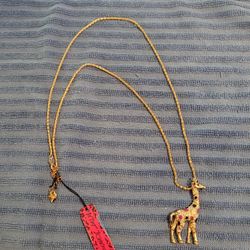 Betsey Johnson Gold Jeweled Giraffe Necklace 