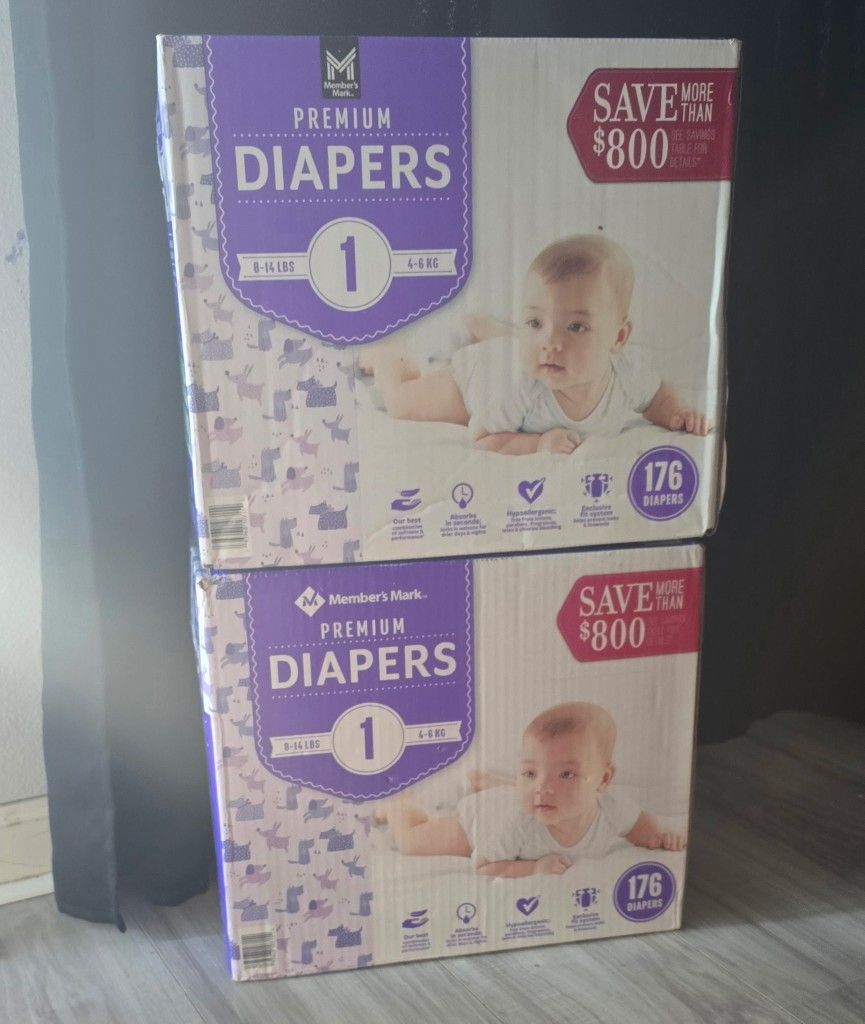 SIZE 1 MEMBERS MARK 352 COUNT DIAPERS