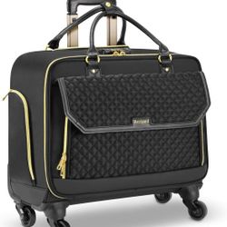 Rolling Laptop Bag, Briefcase for Women and Men with 4 Spinner Wheels and Handle, Roller Computer Bag for Work Travel Carry On, TSA Friendly Design, B