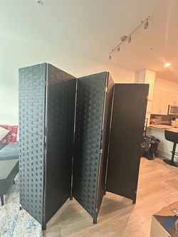 Black Woven Room Divider