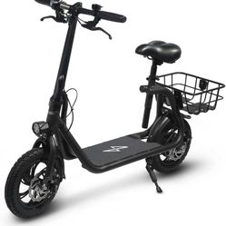 Phantomgogo Commuter R1 - Electric Scooter for Adults - Foldable Scooter with Seat & Carry Basket - 450W Brushless Motor 36V - 15MPH 265lbs Max Load E