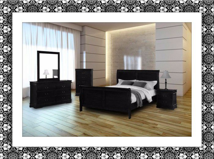 Black Louis Phillipe bedroom set free mattress and shipping