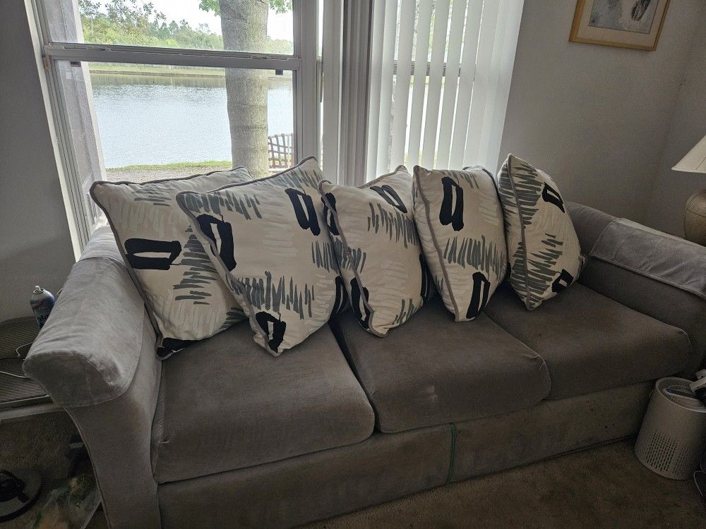 Grey Velour Hide-A-Bed