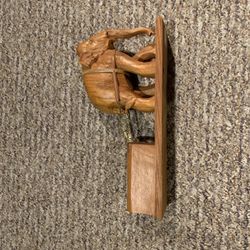 Wood Carved Elephant W Sled